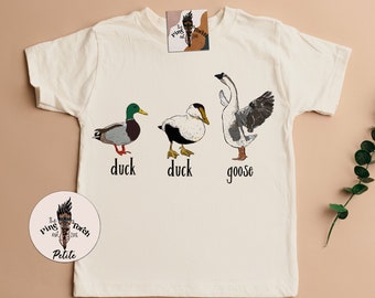 Duck Duck Goose kids tee, retro duck baby shower gift, goose shirt, retro duck goose baby gift, duck baby tee