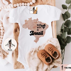 Brazil baby bodysuit, made in Brazil, Brazil baby gift, Brazil baby shirt, Made with love in Brazil, Brazil baby shower gift