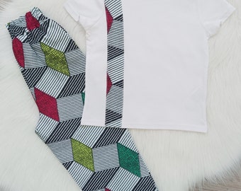 Conjunto para niño camiseta + pantalón - Creación original AFRIKADEMSEN - Hecho en casa - Tela cera africana - Temporada primavera verano