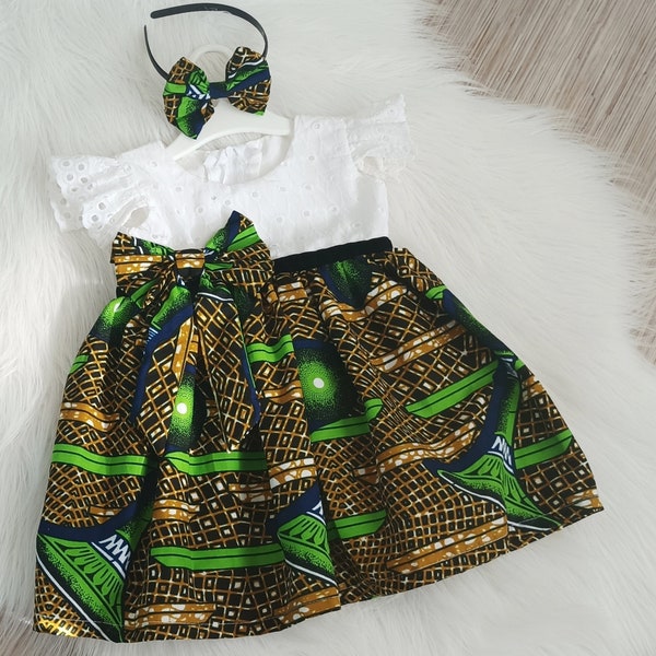 Robe Wax Africaine Pour Fille Avec Bandeau, Robe Mariage , Robe wax