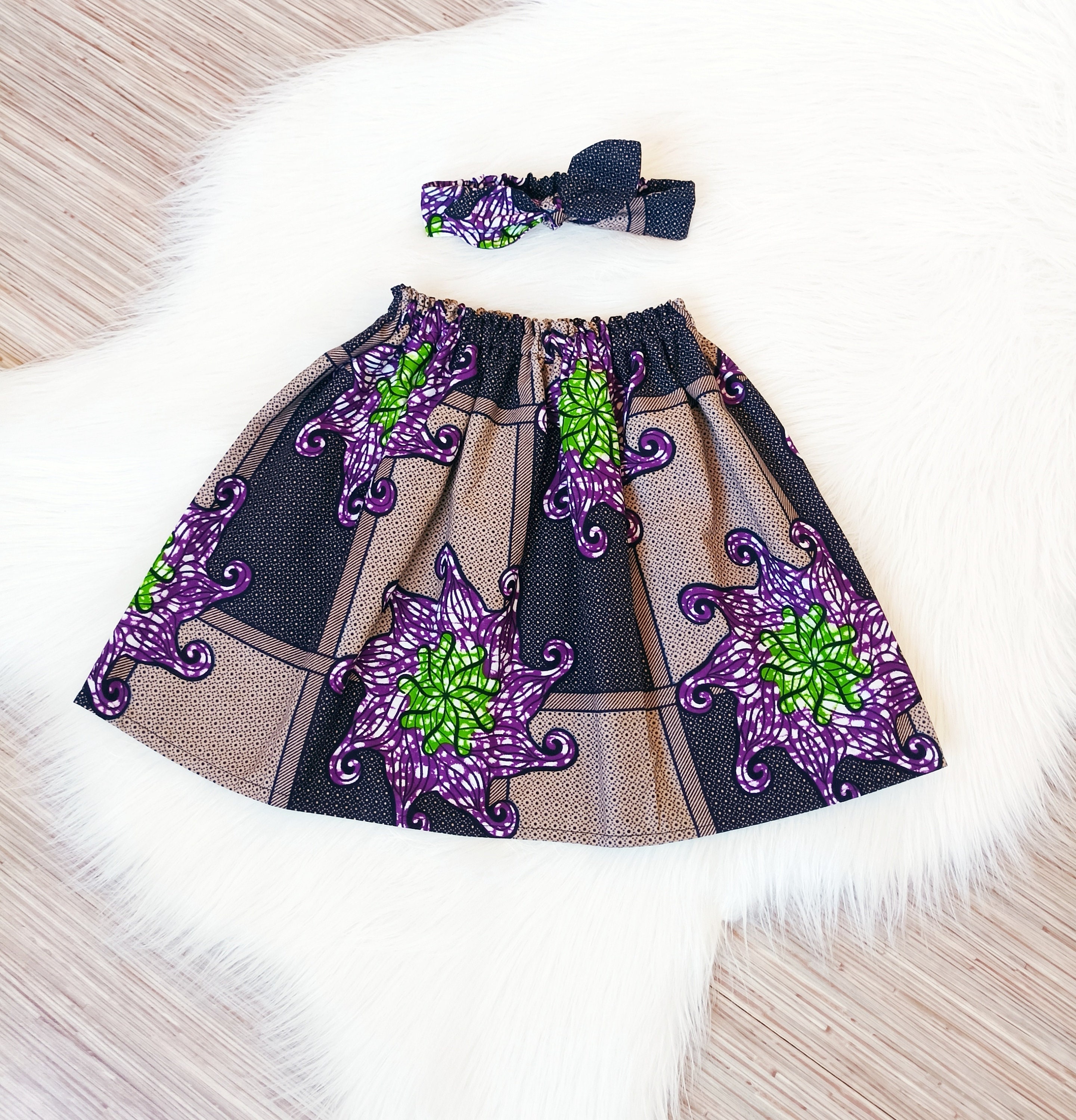 Chic Fillette Ensemble Pagne Pour Petite Fille Jupe Africaine