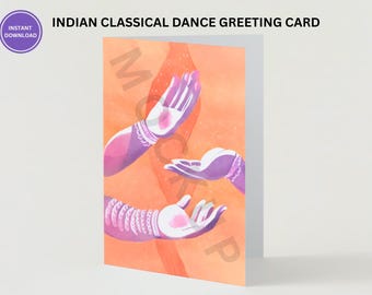 Cartão de felicitações Bharatanatyam Arangetram, cartão de dança clássica indiana, cartão Arangetram, presente Arangetram, presente Bharatanatyam, cartão de recital de dança