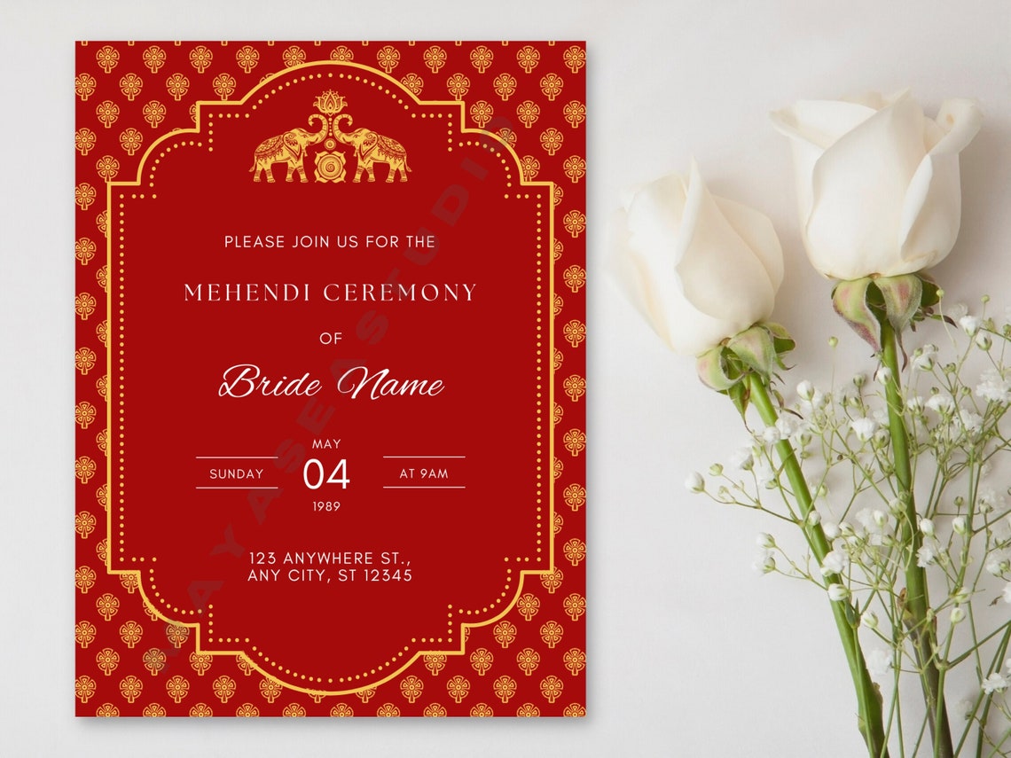 Indian Wedding Invitation Templateindian Wedding Cardindian Etsy