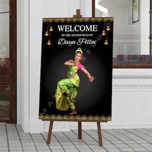 Arangetram Welcome Sign,Back Drop,Bharatanatyam Arangetram Welcome Board, Bharatanatyam Dance Poster Welcome Sign Banner,Arangetram Decor