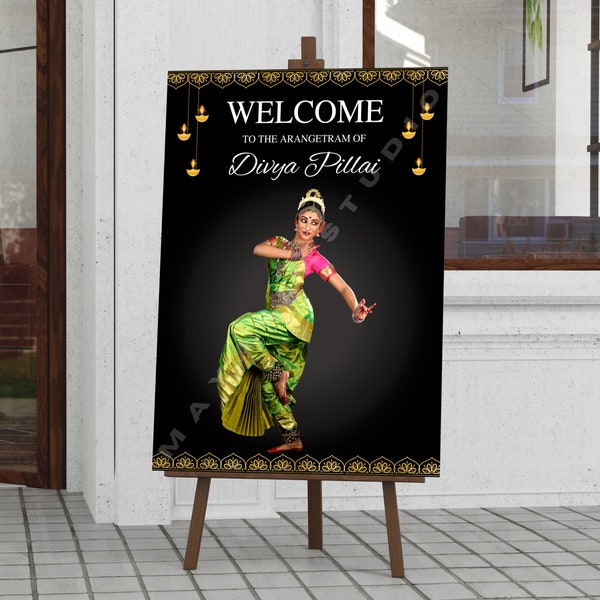 Arangetram Welcome Sign, Bharatanatyam Arangetram Welcome Board, Indian Classical Dance Recital Welcome Sign, Arangetram Decor, Dance Banner