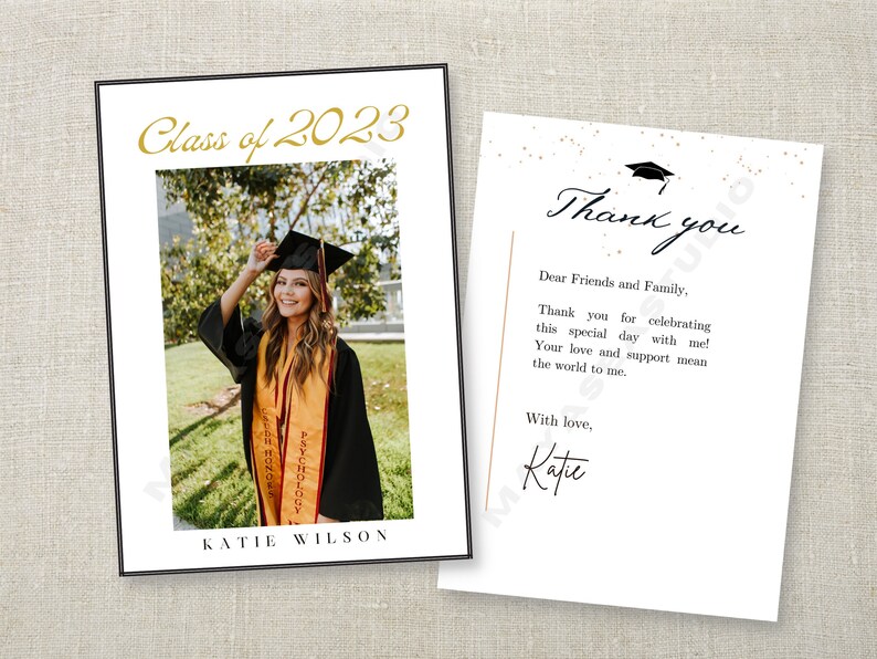 Graduation Thank You Card Template Graduation Card Etsy