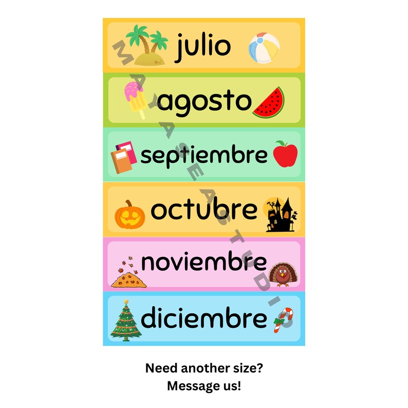 Spanish Months of the Year,los Meses Del Año,pocket Chart Calendar