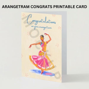 Carte de félicitations Arangetram, carte de félicitations Arangetram, cadeau Arangetram, carte numérique Arangetram, carte de voeux Arangetram, cadeau Bharatanatyam