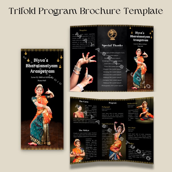 Arangetram Program Brochure, Bharatanatyam Arangetram Program, Indian Classical Dance Recital Program, Bharatanatyam Program