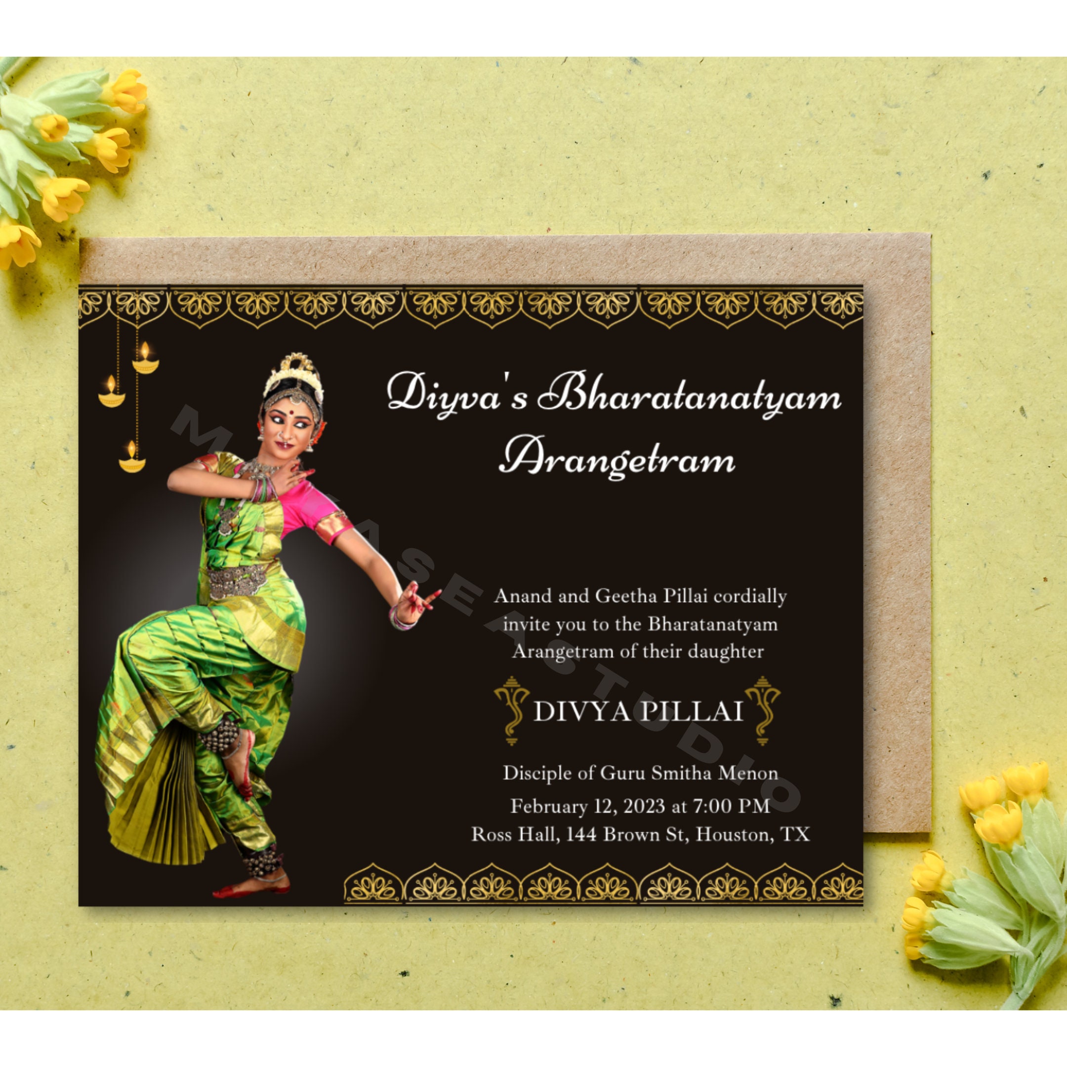 Arangetram Invitation Template,indian Classical Dance Invitation Arangetram Invitation Template,indian Classical Dance Invitation