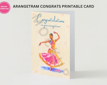 Cartão Arangetram, Cartão de Parabéns Arangetram, Presente Arangetram, Cartão Digital Arangetram, Cartão Arangetram, Presente Bharatanatyam