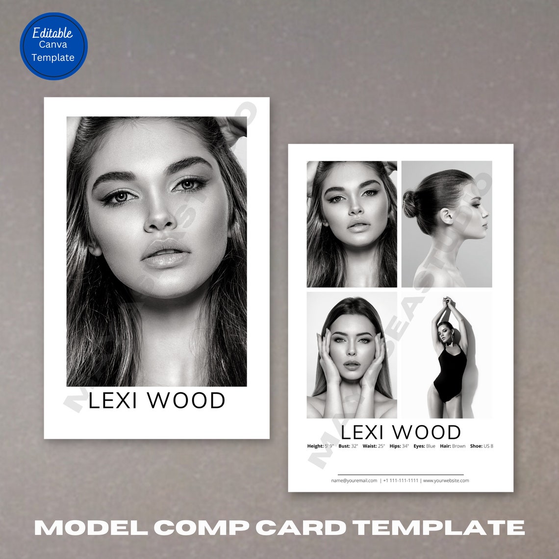 Model Comp Card, 8.5x5.5 Modeling Comp Card,model Comp Card Template ...