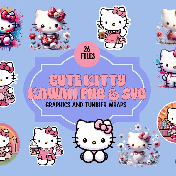 Kawaii Kitty Svg, Kawaii Kitty Svg Bundle, Cute Cat Svg, Kitty Svg, Kawaii Kitty Clipart, Kawaii Kitty Svg, Png Cut File Cricut Silhouette