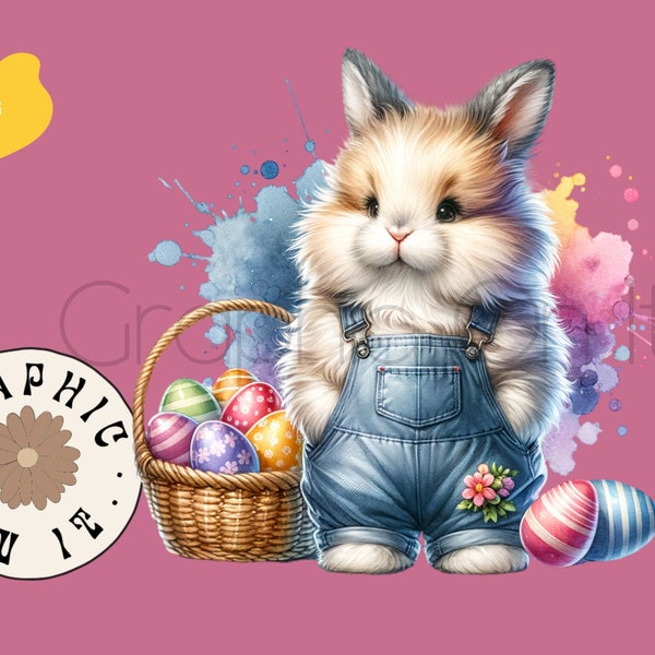 Clipart lapin de Pâques, clipart Pâques, graphiques de Pâques, dessins de Pâques, avec fond transparent et usage commercial