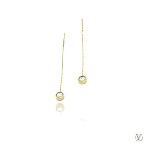 Twinkling Nightfall: Solitaire Threaded Earrings in 14k Solid Gold, Threaded Solitaire Earring Gift For Her Birthday, Unique Gift For Mom