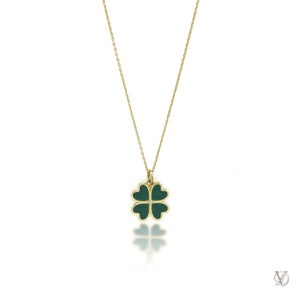 Four Leaf Green Clover Necklace in 14k Solid Gold Lucky Four Leaf Clover Necklace, Necklaces for Women, Clover Necklaces for Women