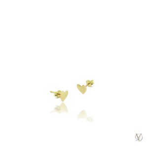 Mini Heart Stud Earrings in 14k Gold Dainty Extra Tiny Heart Stud Earring, Small Heart Earrings,  Gold Heart Stud Gift For Her Birthday