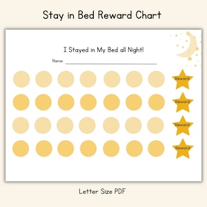 Stay in Bed Reward Chart - Nighttime Sticker Kids Prize Chart - Kids Printable