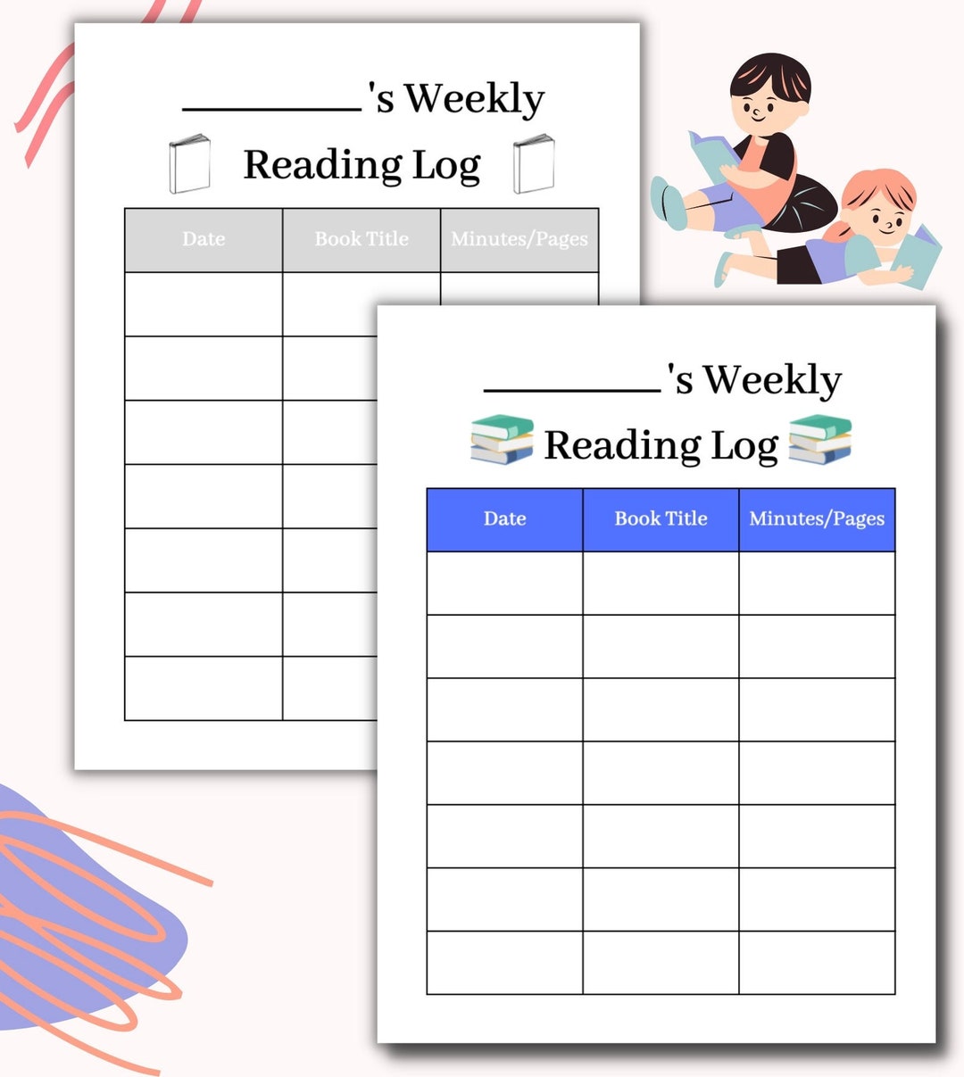 Weekly Reading Tracker Printable for Kids, Childrens Printable Reading ...