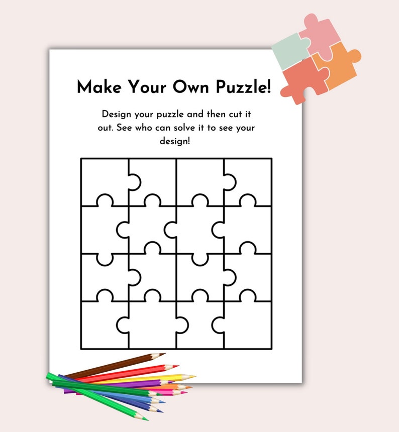 Make Your Own Puzzle Printable, DIY Puzzle for Kids, Create a Puzzle