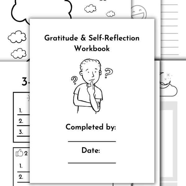 Gratitude and Self-Reflection Workbook Bundle for Children, Happiness Jar, Dream, Emotions, Mindfulness for Kids, Letter Size PDF