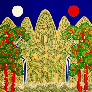 8x10 Print Moonlight(Moon and Sun, 5Mountains)