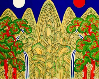 8x10 Print Moonlight(Moon and Sun, 5Mountains)