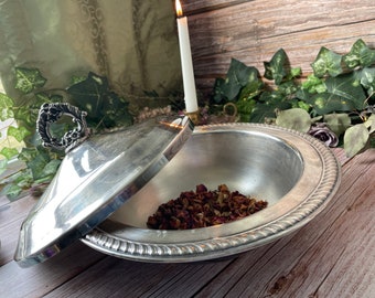 Vintage Silver Cauldron With Lid. Food Safe Ornate Antique Witch Pot. Witchy Home Aesthetic Kitchen Pan. Antique Witch's Cottage Decor Pot