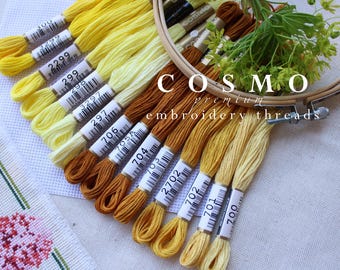 COSMO Embroidery Floss Bundles / Cosmo Thread Set / Cosmo Embroidery Thread / Hand Embroidery Thread / Brown Yellow Cosmo embroidery threads