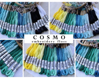 COSMO Embroidery Floss Bundles / Cosmo Thread Set / Cosmo Embroidery Thread / Hand Embroidery Thread / Blue, Teal Tones