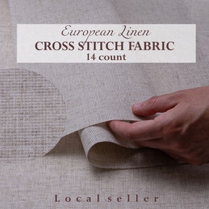 Zele Nava / Linen Cross Stitch Fabric / Linen Aida Fabric / 14 count Cross Stitch Fabric / Beige Aida Cloth 14 ct / Free SHIP from US