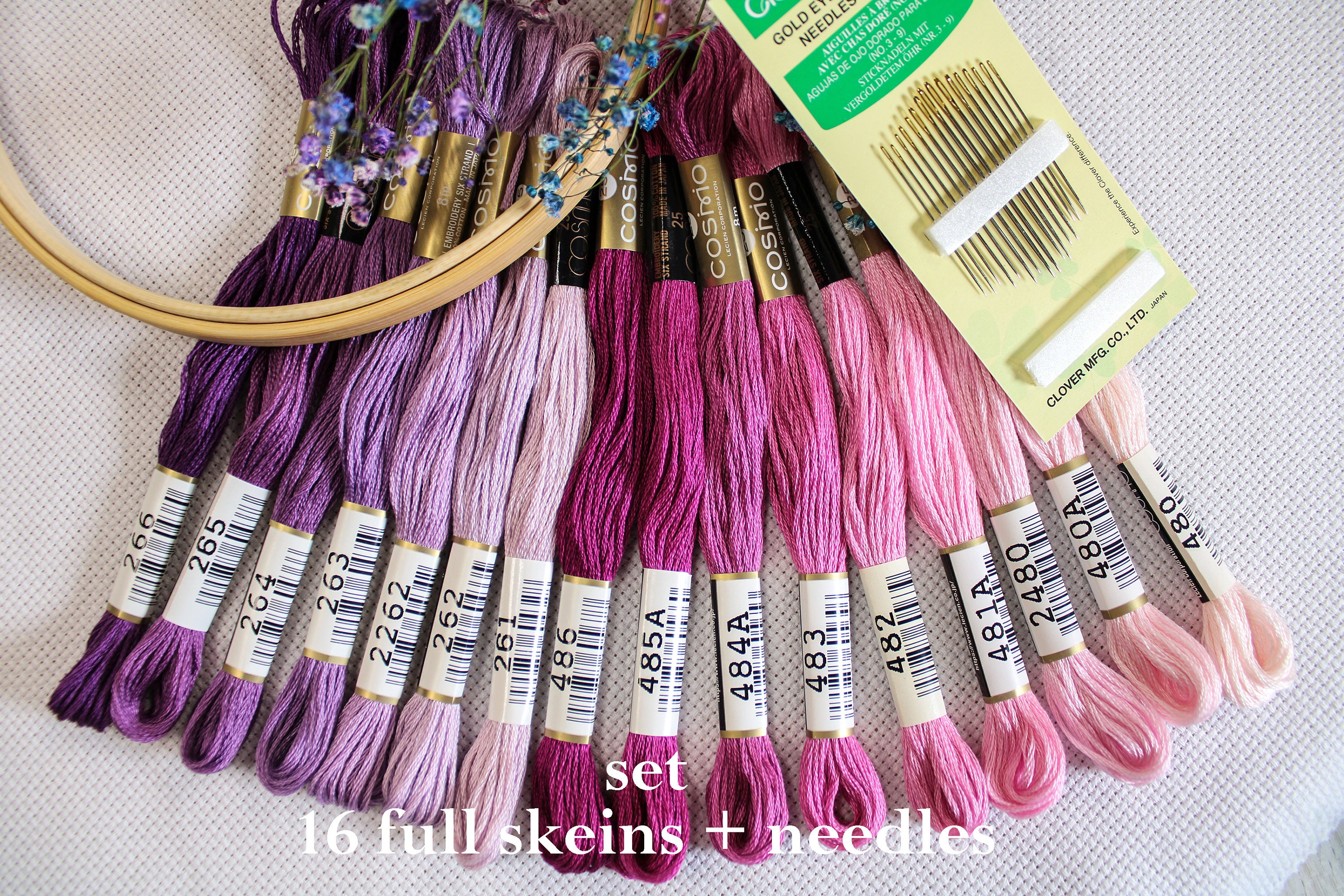 cosmo-embroidery-floss-bundles-cosmo-thread-set-needles-etsy