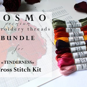 10 skeins COSMO Embroidery Floss Bundle for Cross Stitch &quot;TENDERNESS&quot; Pattern / Cosmo Embroidery Thread Set of 10 pcs /Hand Embroidery Floss