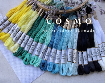 COSMO Embroidery Floss Bundles / Cosmo Thread Set / Cosmo Embroidery Thread / Hand Embroidery Thread / Blue Teal Yellow White COSMO Floss