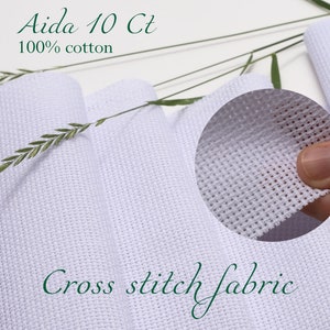 ZeleNava / 10 Count Aida cloth White AIDA 10 Count / 100% Cotton Aida Cloth / Cross Stitch Fabric / Fabric for Embroidery  Free SHIP from US