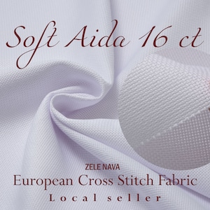 ZeleNava / SOFT Aida Cloth 16 count / White Aida Fabric for Cross Stitch / 100% Cotton Aida Cross Stitch fabric 16 count / Free Ship from US