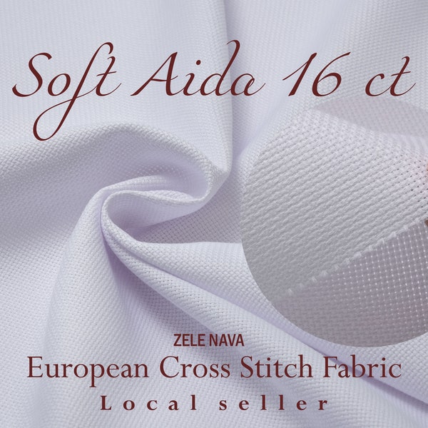 ZeleNava / SOFT Aida Cloth 16 count / White Aida Fabric for Cross Stitch / 100% Cotton Aida Cross Stitch fabric 16 count / Free Ship from US