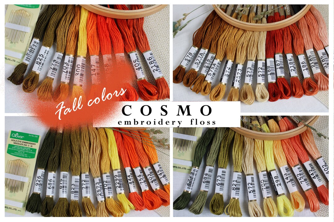 FALL Colors COSMO Embroidery Floss Bundles / Cosmo Thread Set + Needles ...