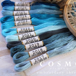 COSMO Embroidery Floss Bundle / Cosmo Thread Set of 11 pcs / Cosmo Embroidery Thread / Hand Embroidery Thread / Blue Tones / Mouline