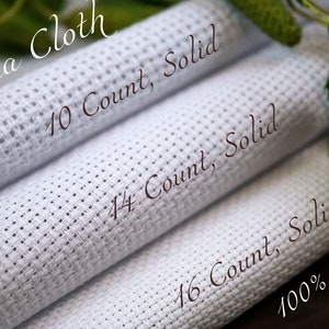 ZeleNava / Starched White Aida Cloth 14 count / 10 count Aida / 16 count Aida Fabric / Aida Cross Stitch Fabric / Free US Shipping