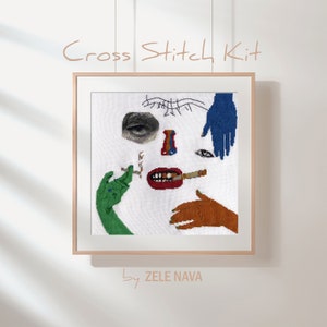 Cross Stitch Kit &quot;Don&#39;t Smoke, create 2&quot; / DIY Cross Stitch Kit / Modern Cross Stitch Art / Counted Cross Stitch Kit / Free SHIP from US