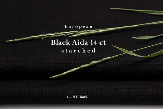 Zele Nava / STARCHED Black AIDA Fabric / 100% Cotton Black Aida Cloth 14  Count Aida Black Cross Stitch Fabric 14 Count Black AIDA 14 Ct 