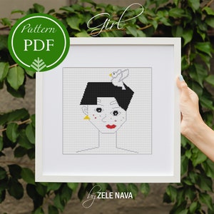 Funny Cross Stitch Pattern Modern / Digital Cross Stitch Pattern Girl / Funny Girl Embroidery Pattern / Girl Cross Stitch Pattern PDF