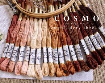 COSMO Embroidery Floss Bundles / Cosmo Thread Set #25 / Cosmo Embroidery Thread / Hand Embroidery Thread / Brown, Beige Tones