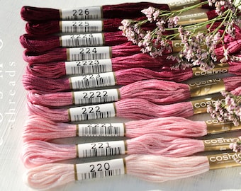 COSMO Embroidery Floss Bundle / Cosmo Thread Set of 11 pcs / Cosmo Embroidery Thread / Hand Embroidery Thread / Red Pink Tones / Mouline