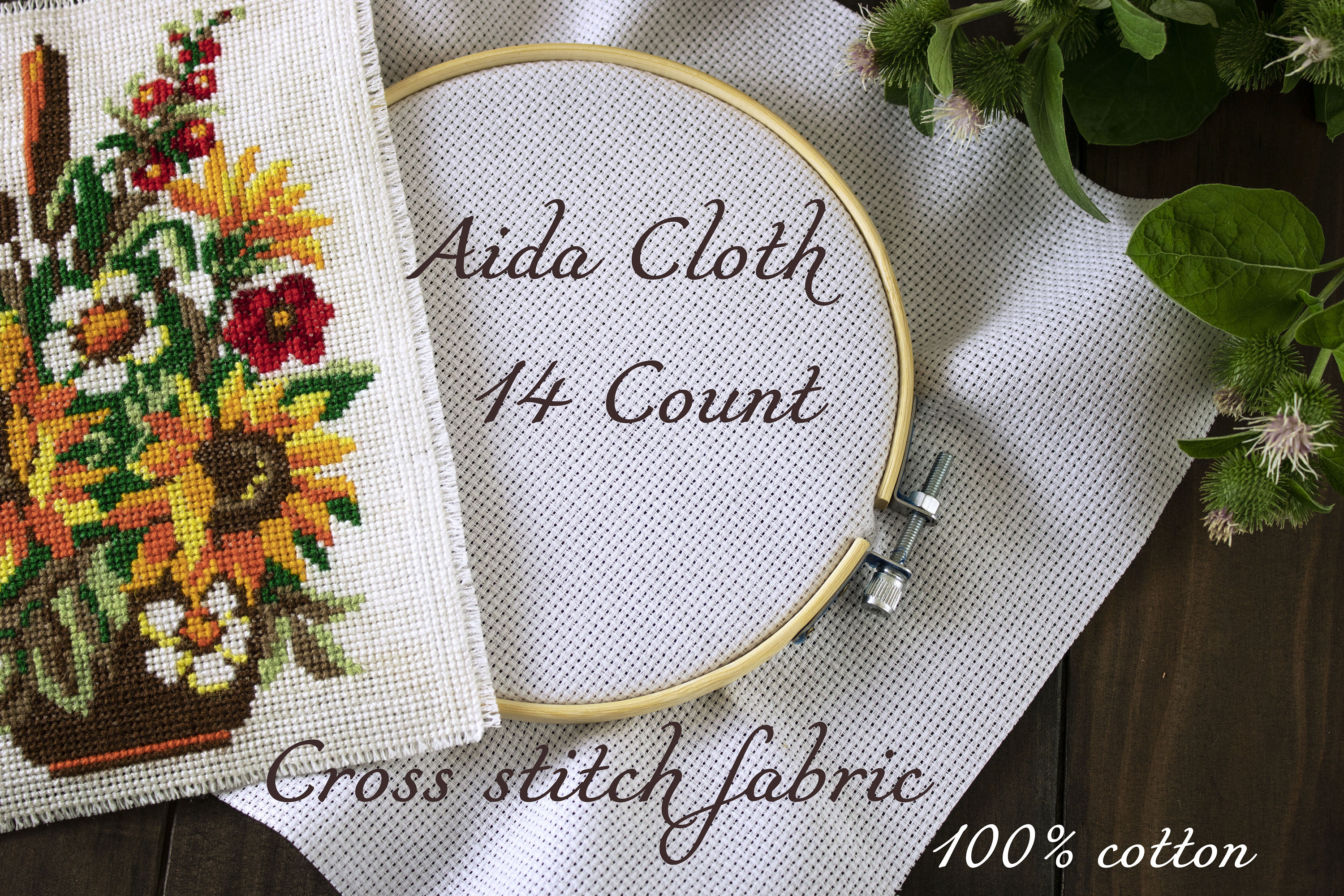 Zelenava / White Aida Cloth 14 Count / 14 Ct Aida Cross Stitch Fabric Starched and Soft Aida