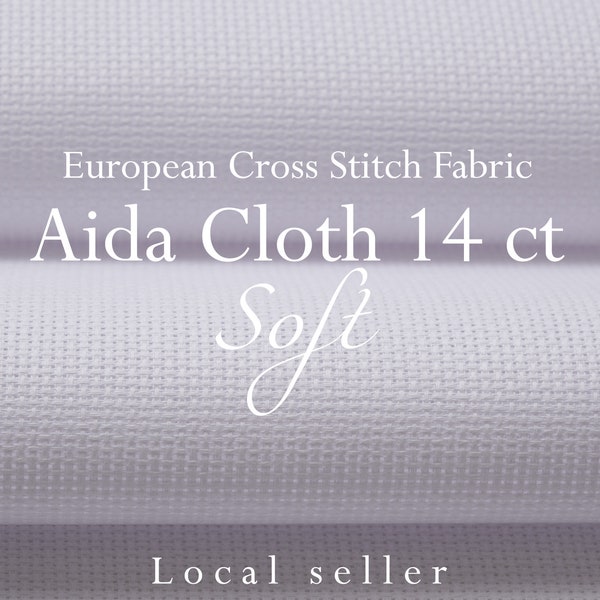 ZeleNava / SOFT Aida Cloth 14 count / White Aida Fabric / 100% Cotton Aida Cross Stitch fabric 14 count Aida Fabric / Free US Shipping