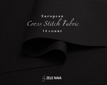 14 ct Black Aida Cloth / 100% Cotton Black Cross Stitch Fabric / ZELE NAVA