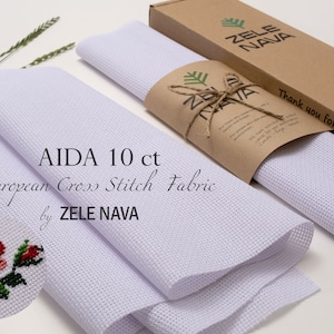 Zele Nava / 10 Count Aida Cloth / Comes in a  ROLL / Gift Box /  100% Cotton 10 Count Cross Stitch Fabric Roll Up / Free SHIP from US