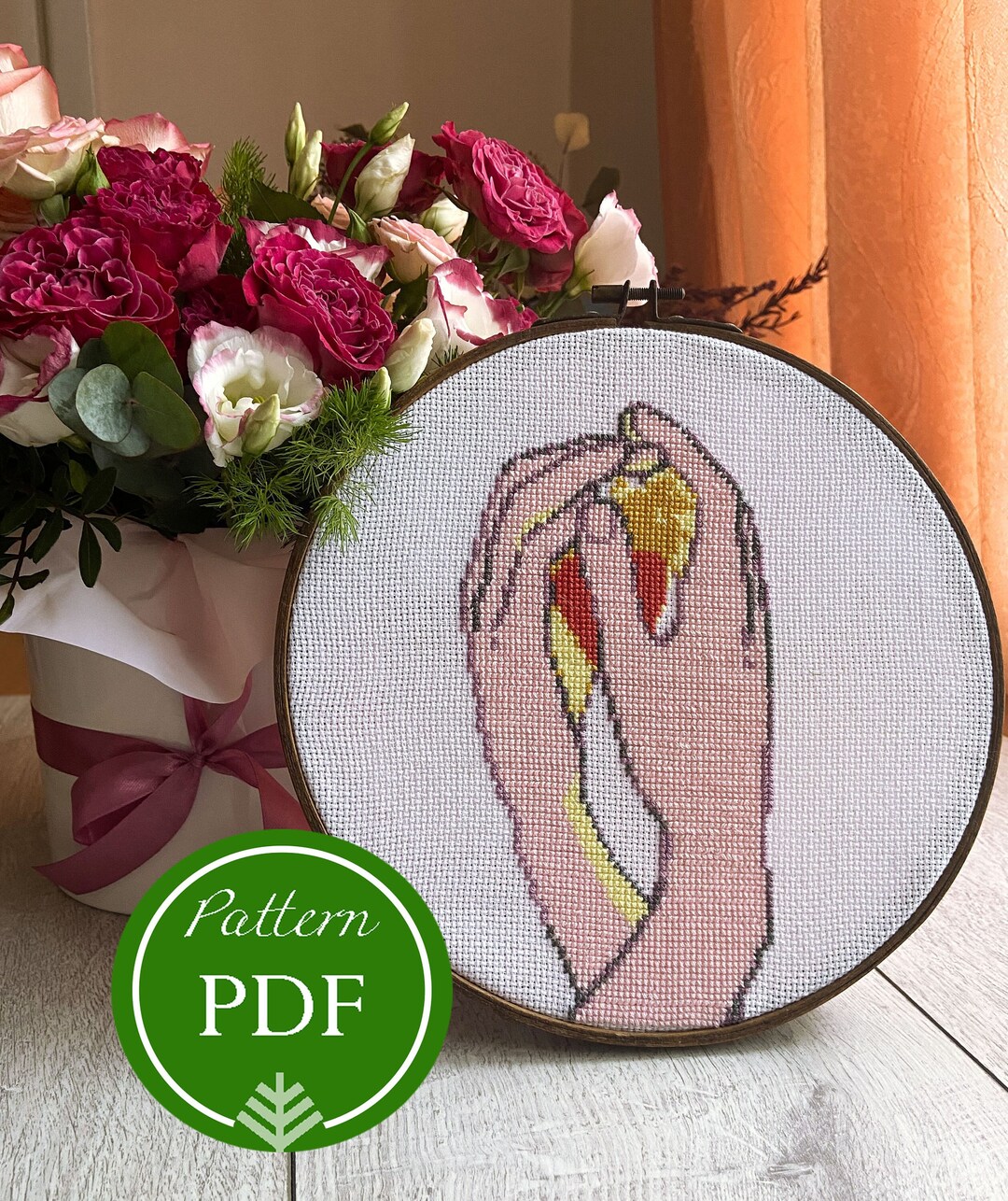 Romantic Hearts Cross Stitch Pattern / Heart in Hand Cross Stitch